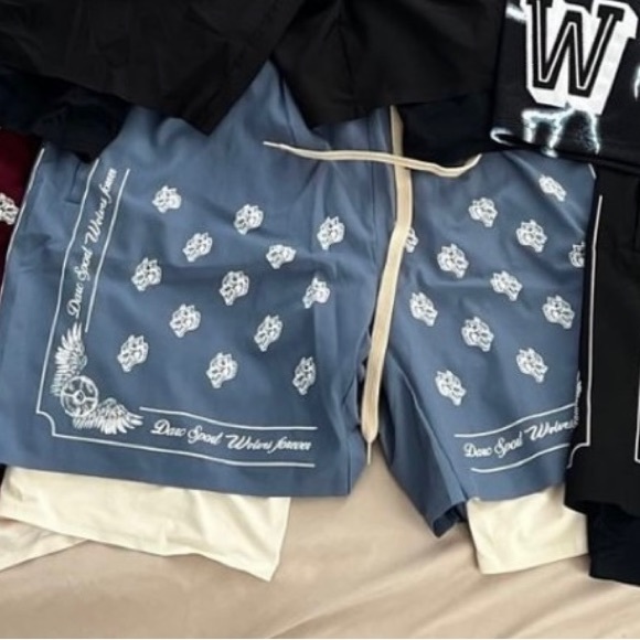 Blue black green shorts